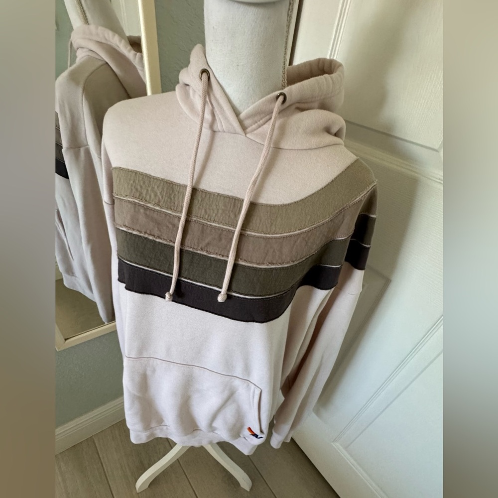 WAVE STRIPE 4 PULLOVER HOODIE RELAXED - DOVE // CHARCOAL